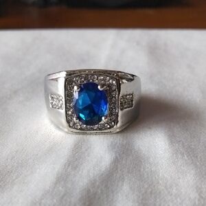 Silver Ring with Blue Gemstone